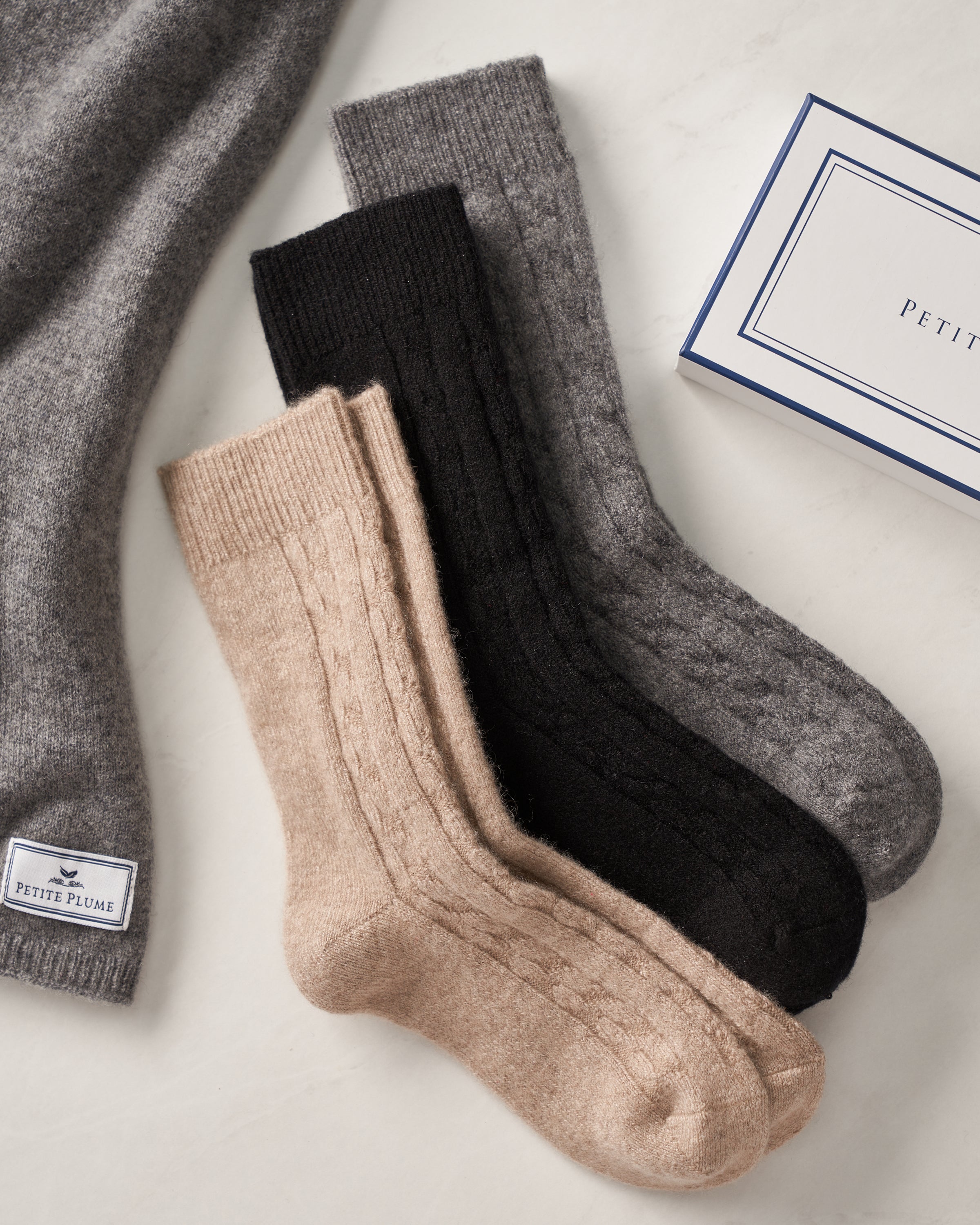 100% Pure Cashmere Women's Winter Socks - Ultra Soft Beige Knitted Socks for Cold Weather, Lounge & Home Wear - Luxury Comfort for Relaxation & Gift Giving