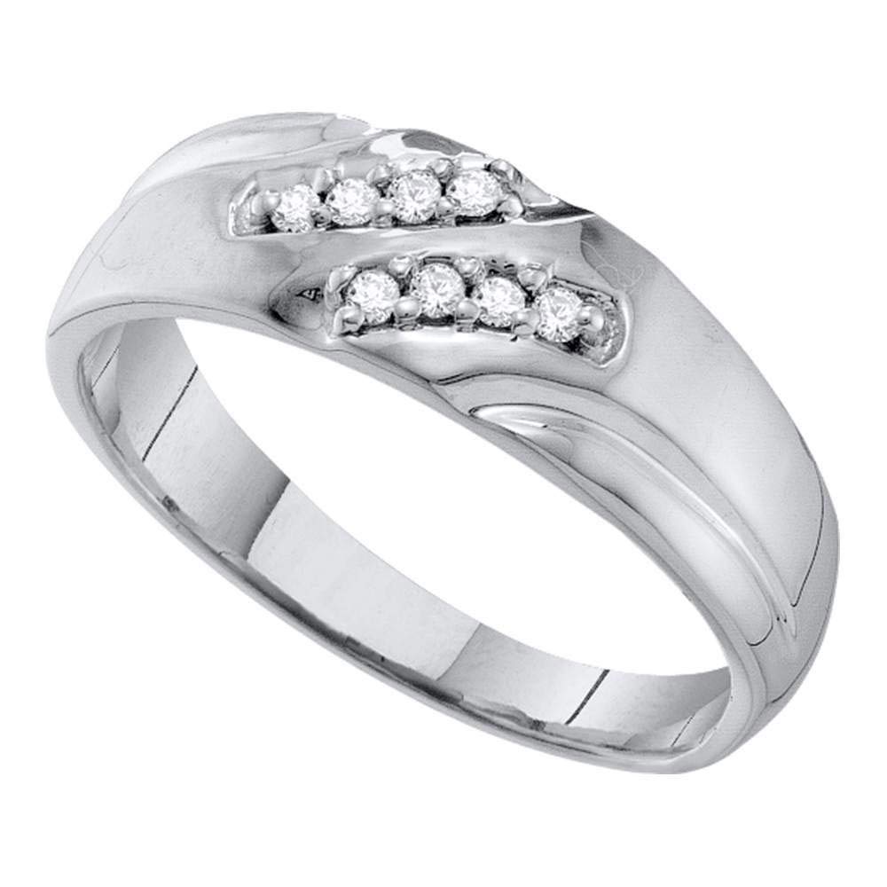 10K White Gold Men's Round Diamond Wedding Band Ring - 1/8 Cttw, Size 10 - Perfect for Engagement, Anniversary & Special Occasions | Jewels By Lux