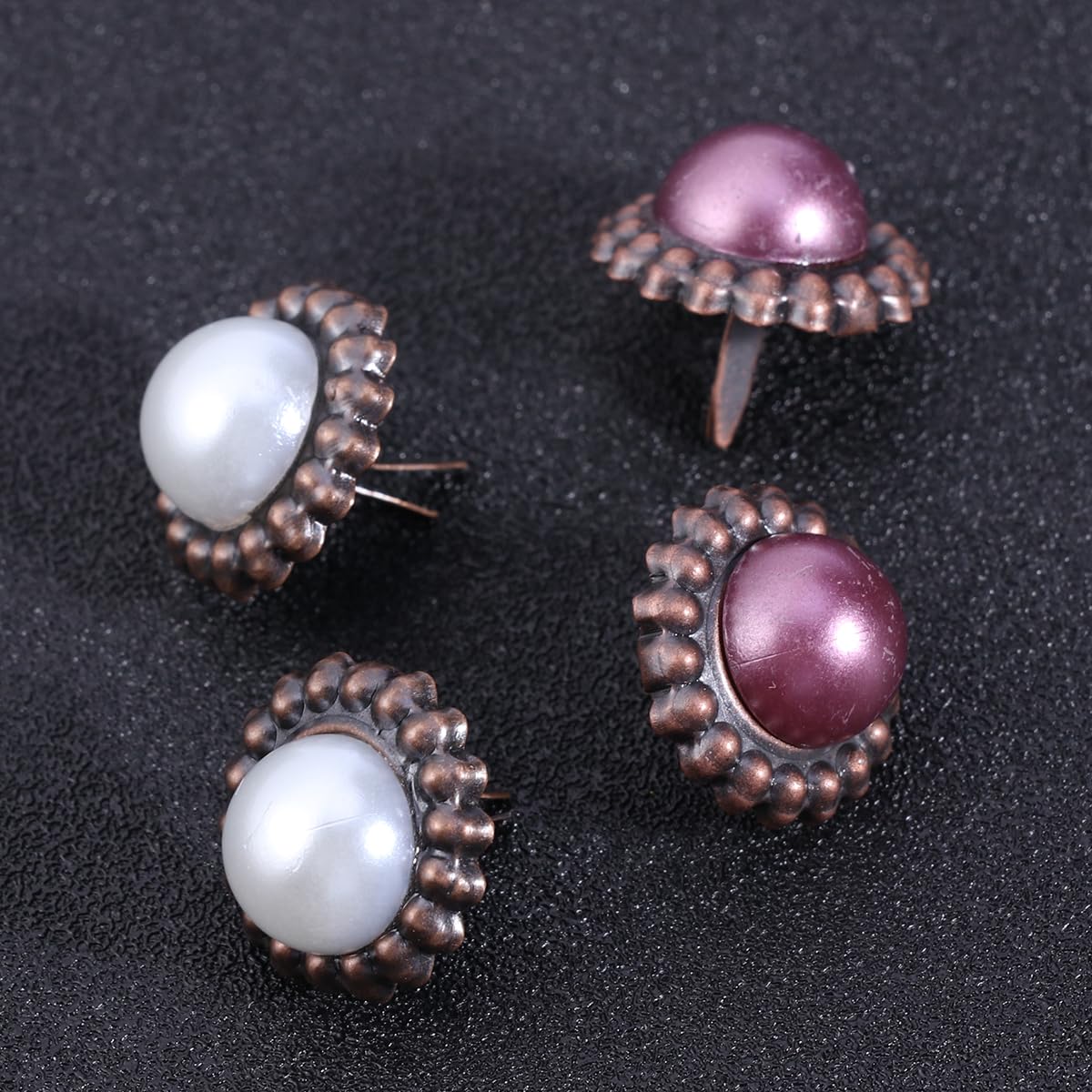 Vintage Pearl Metal Brads 20pcs - DIY Craft Fasteners for Scrapbooking & Card Making