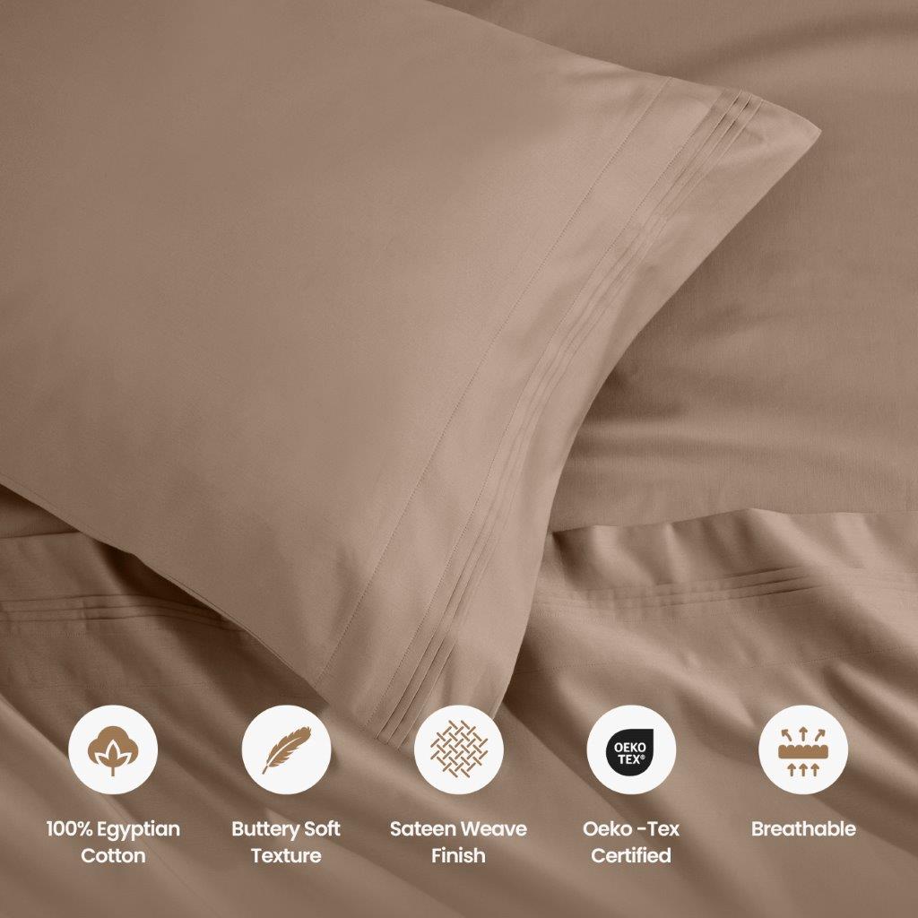 Luxury 1500 Thread Count Egyptian Cotton Pillowcase Set - 2 Piece, Ultra Soft & Breathable for Better Sleep - Perfect for Bedroom, Hotel, or Gift