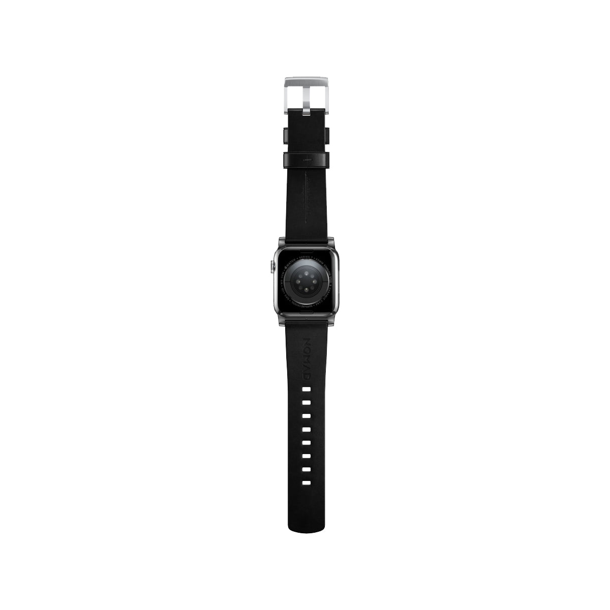 Nomad Modern Band for Apple Watch 40mm/41mm - Silver Hardware with Black Horween Leather | Premium Replacement Strap for Workout, Office & Everyday Wear