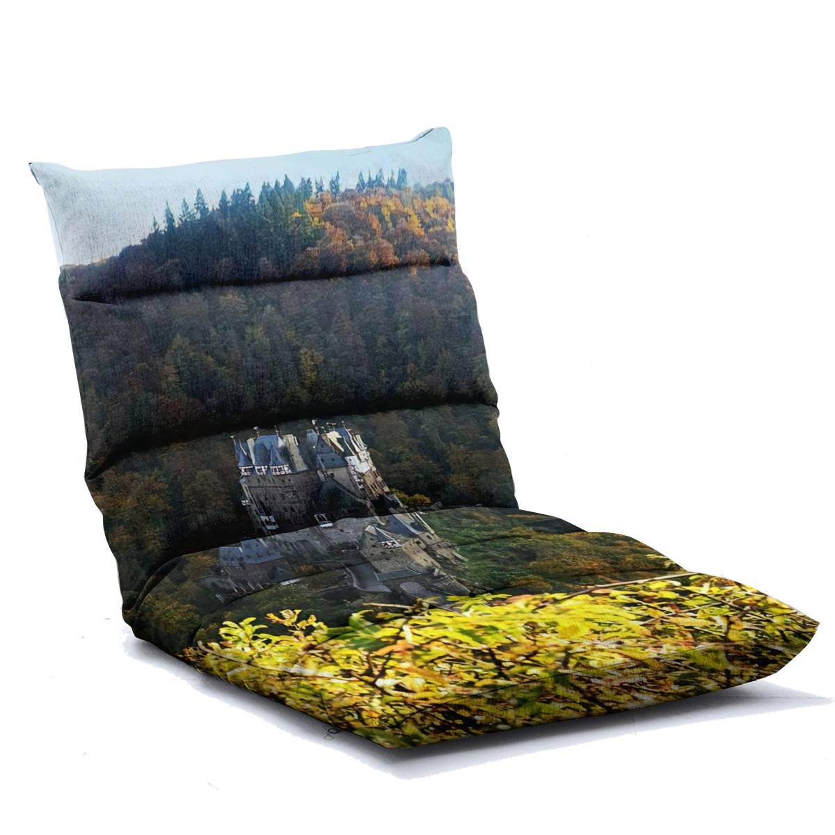 Adjustable Memory Foam Floor Lounger Chair - Ergonomic Folding Sofa for Adults, Home Office, Reading, Watching TV & Gaming - Inspired by Castle Eltz Germany Autumn (Perfect for Small Spaces, Meditation & Relaxation)