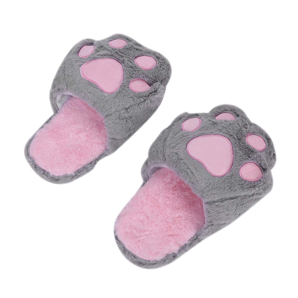 Soft Plush Cat Paw Slippers for Women & Girls - Cozy Animal Claw House Shoes for Indoor Comfort - Perfect for Lounging, Relaxing & Gift Giving