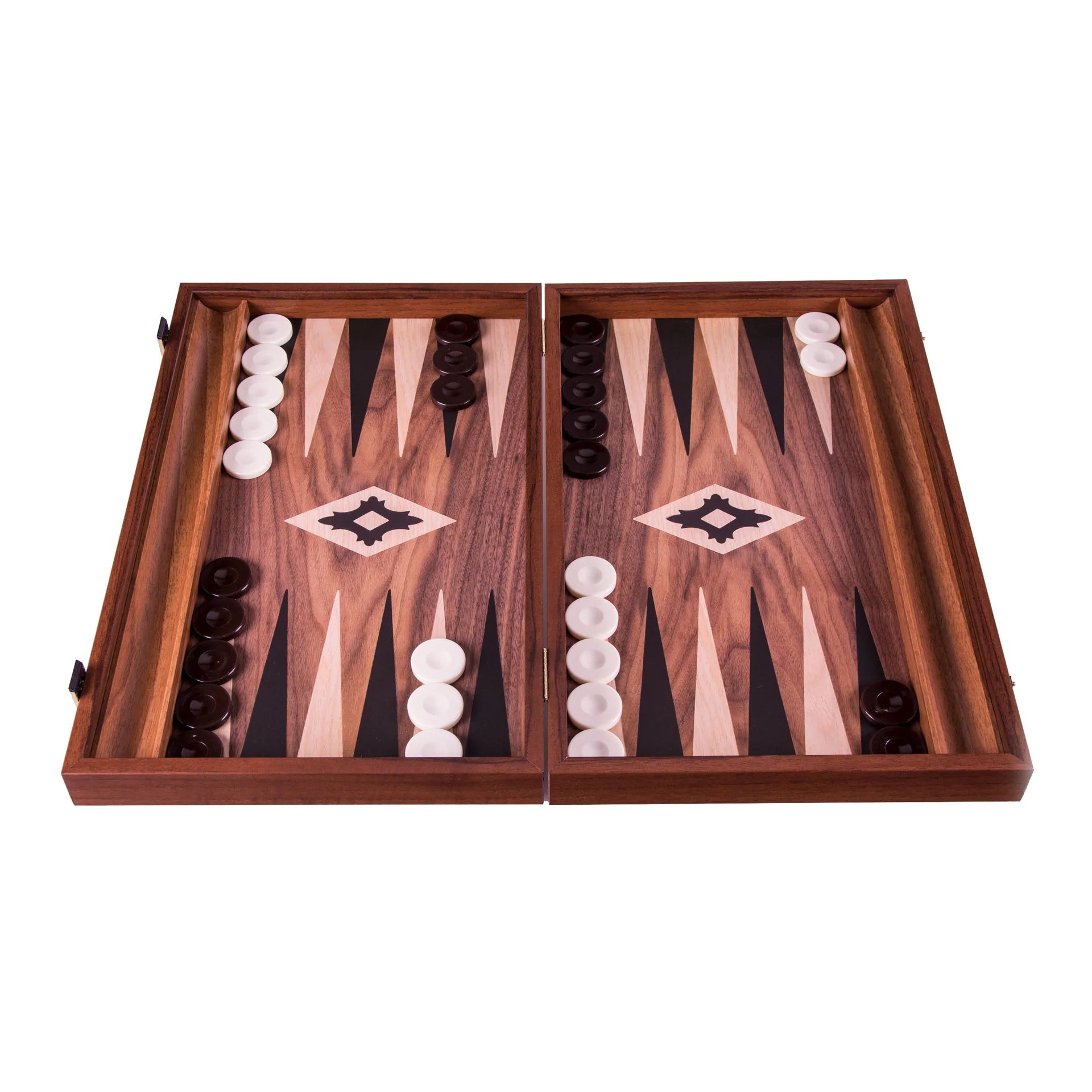 Premium 15 Inch Walnut Wood Backgammon Game Set - Classic Board Game for Adults, Family Game Night, Travel & Home Decor
