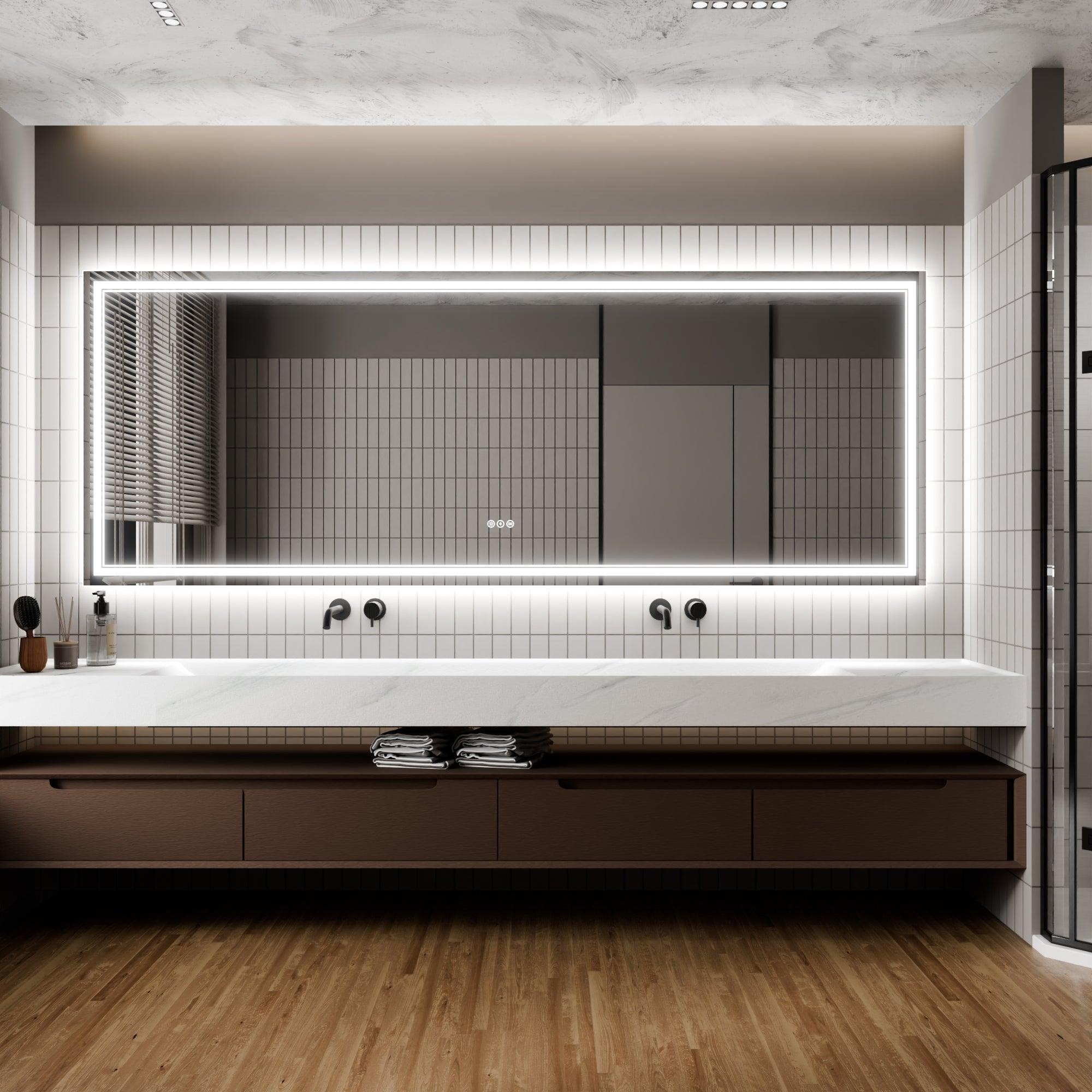 Anti-Fog LED Bathroom Mirror with Dimmable Backlit & Touch Switch - GlareGuard Illuminated Vanity Mirror for Makeup, Shaving & Home Decor