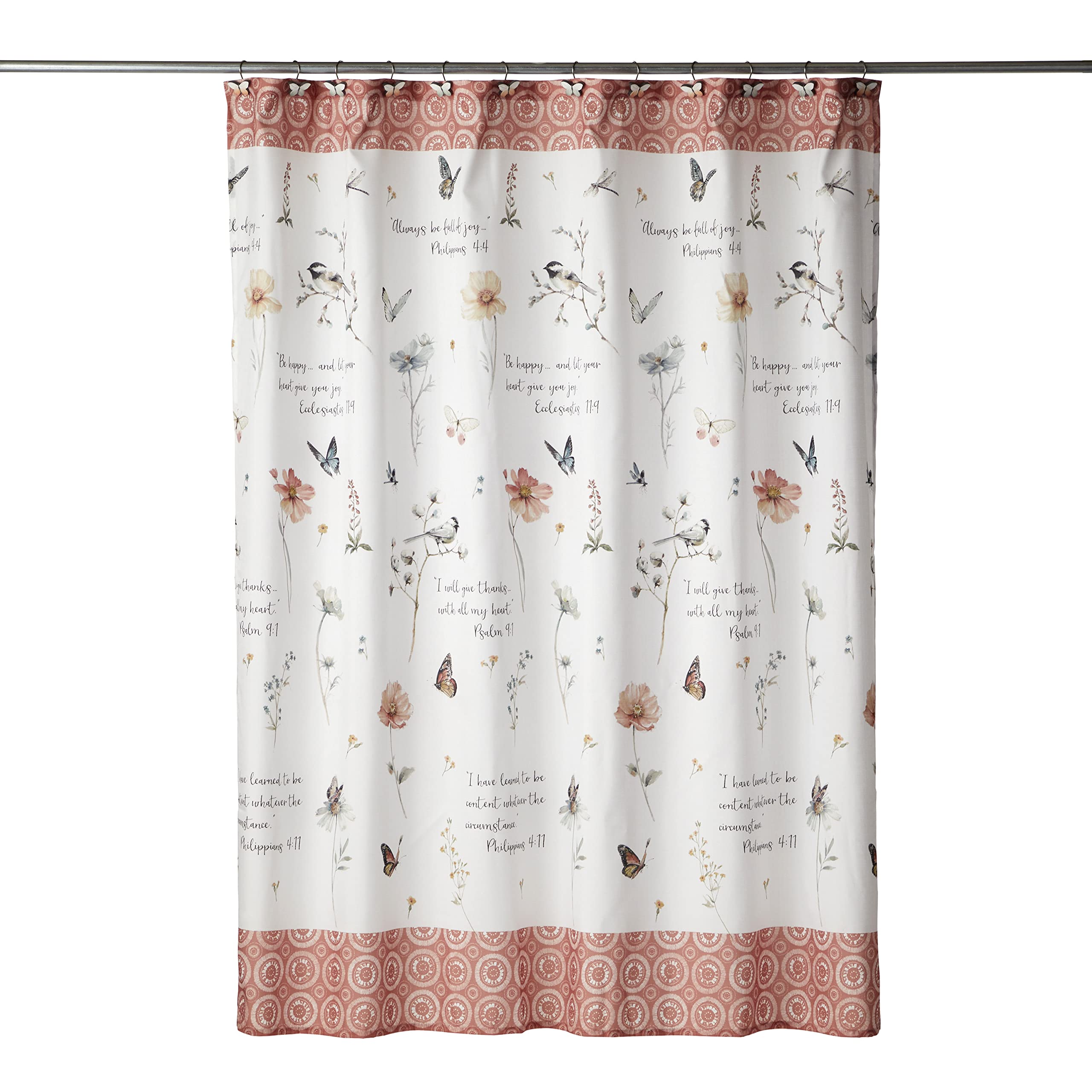 SKL Home Faithful Flowers Waterproof Shower Curtain - Colorful Floral Bathroom Decor for Modern Homes | Perfect for Bathroom Makeovers & Spa-Like Retreats