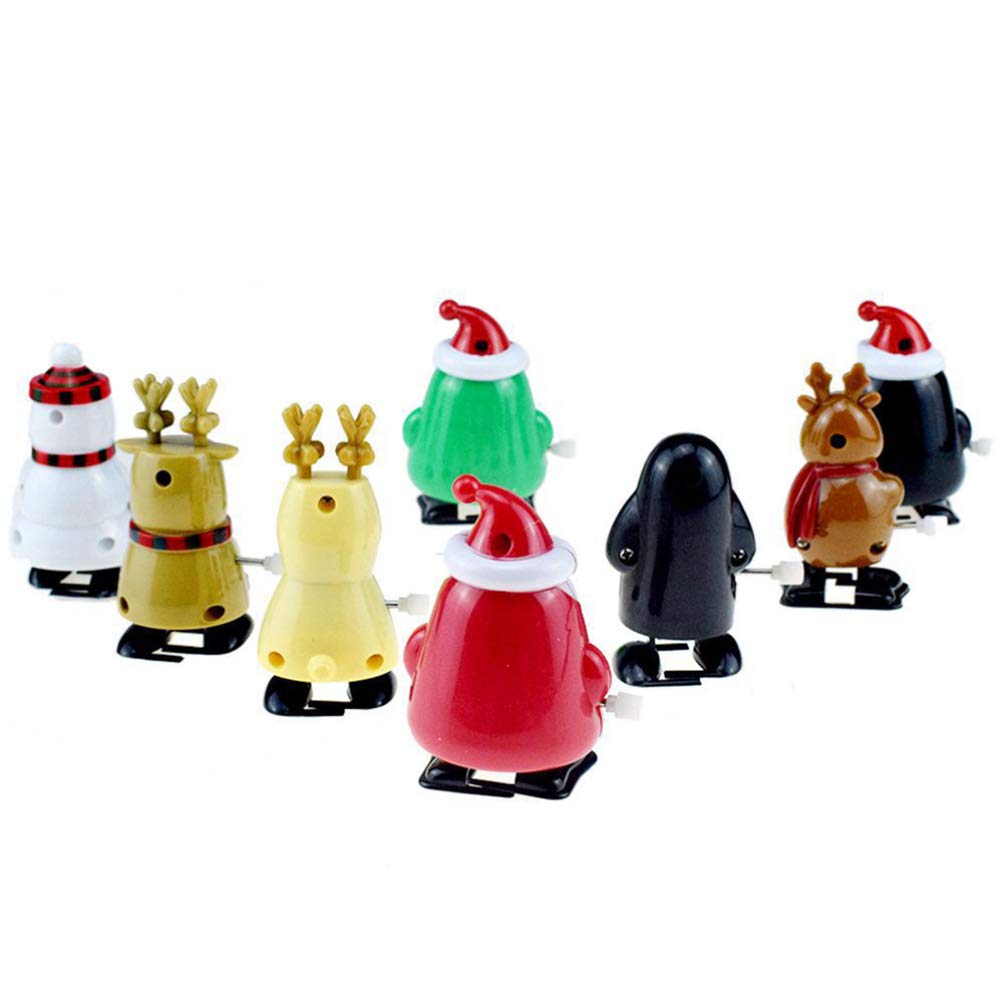 TENDYCOCO 10pcs Wind Up Santa Claus Walking Toys with Snowman, Elk, Penguin & Robot Figures - Christmas Party Favors, Goodie Bag Fillers, Holiday Decorations for Kids & Family Gatherings