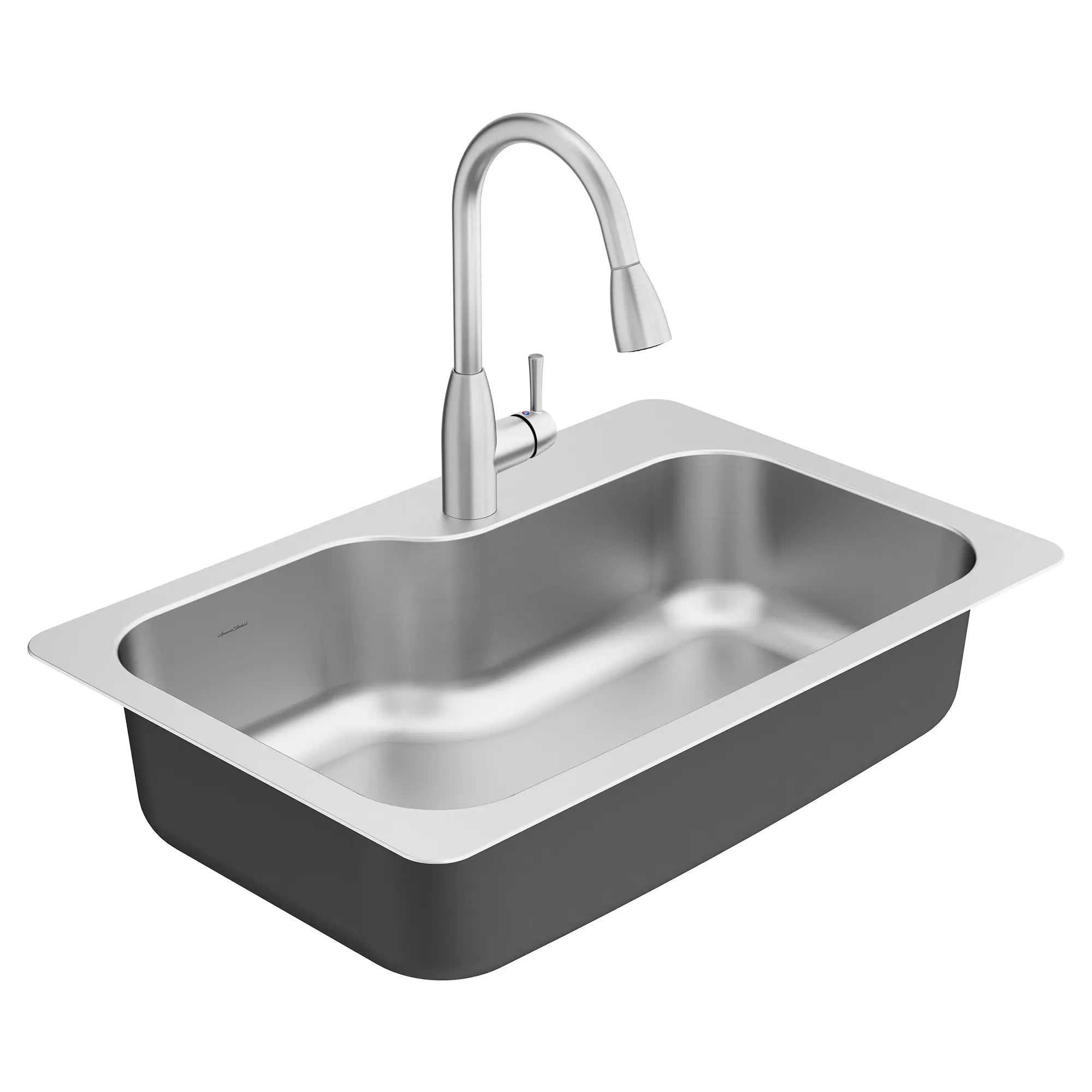 Fairacres® 33 x 22 Inch Stainless Steel Single Bowl Kitchen Sink with 1 Hole Dual Mount and Pull Down Faucet - Perfect for Modern Kitchens, Remodeling & Small Spaces