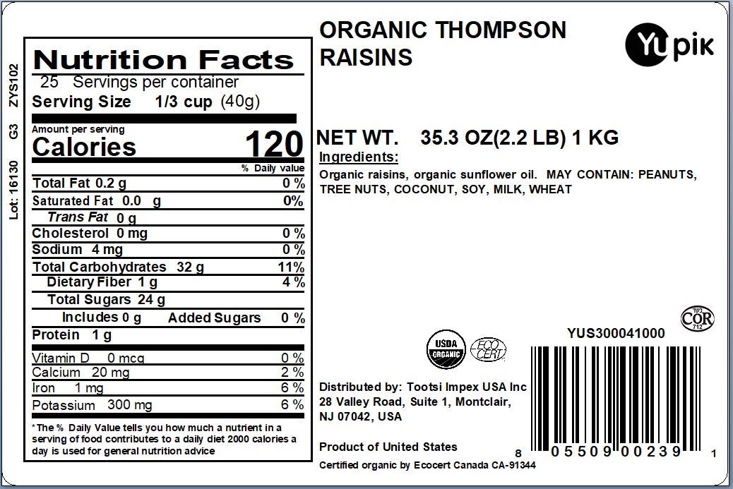 Organic Thompson Raisins by Yupik, 2.2 lb - Gluten-Free, Kosher, Non-GMO, Vegan Dried Fruits - No Added Sugar, Naturally Sweet, Seedless - Healthy Snacks for Baking, Trail Mix & Yogurt Topping