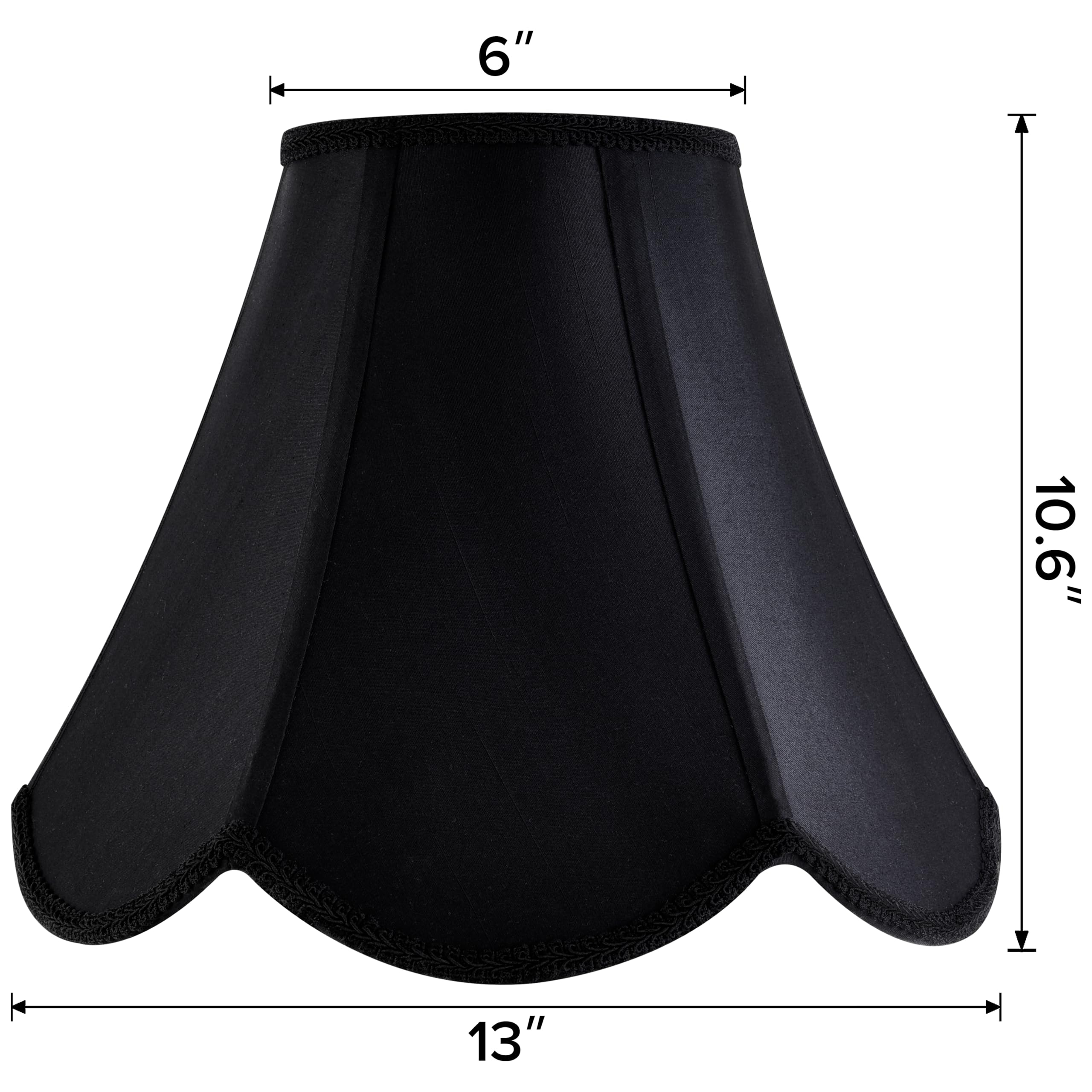 GO&SO Black Bell Lamp Shades Set of 2 - Scalloped Petal Edge Design, 6