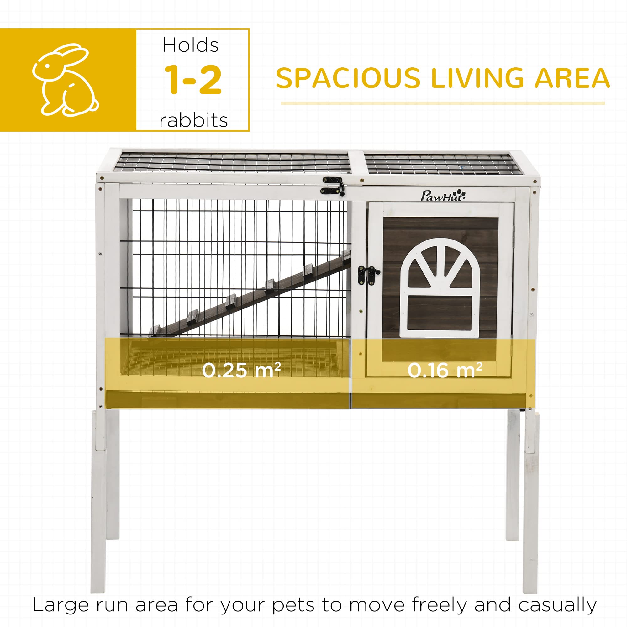 Premium Wooden Rabbit Hutch with Run & Fencing - 35.5