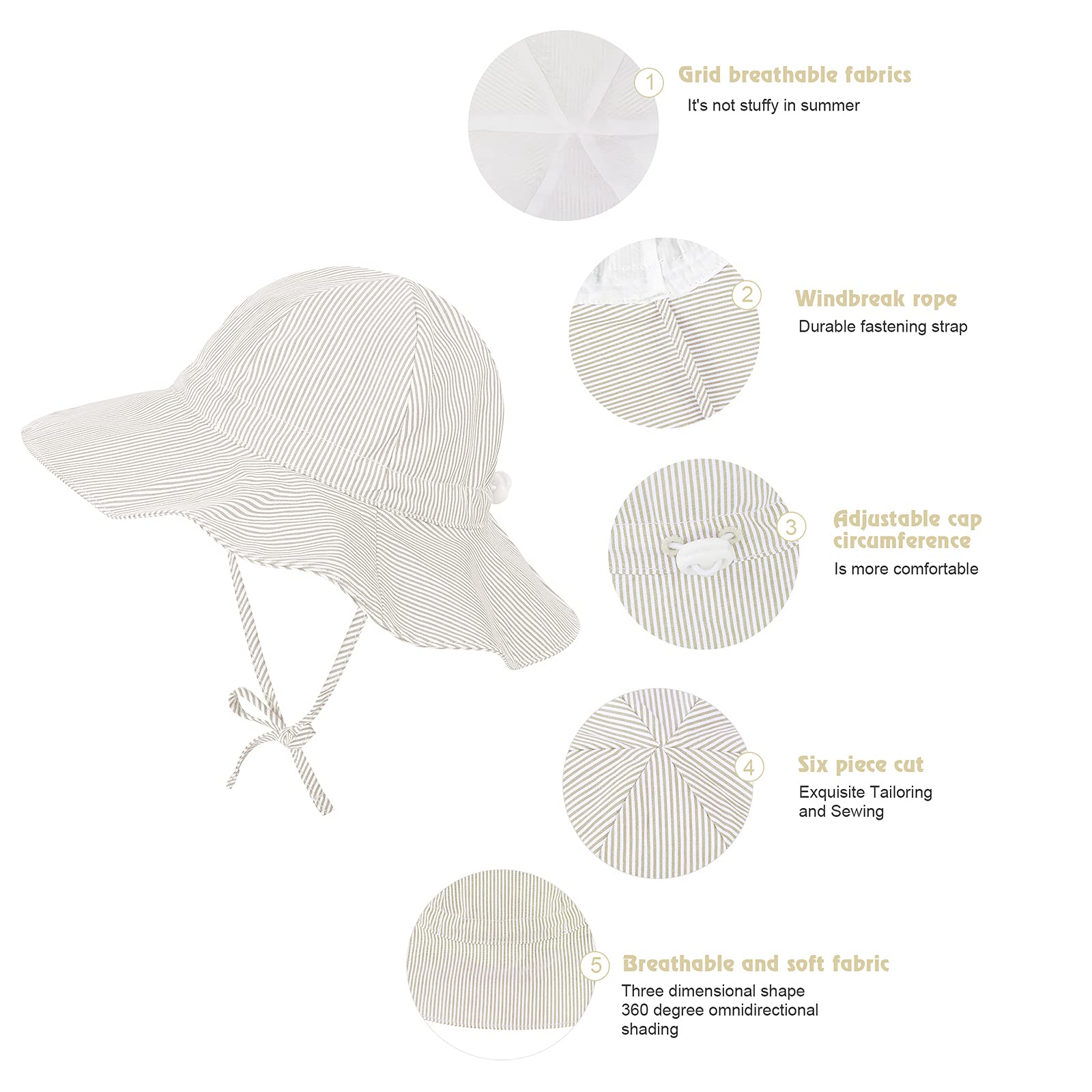 UPF 50+ Baby Sun Hat for Toddlers & Kids - Wide Brim Bucket Cap for Girls & Boys - Summer Beach, Pool, Outdoor Play & Travel Protection
