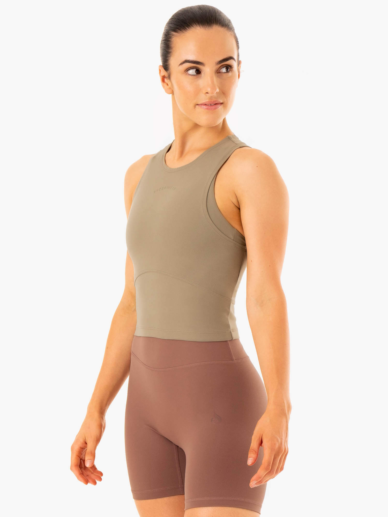 NKD Refine Tank Top for Women - Soft Cotton Khaki Casual Shirt - Perfect for Summer Outfits, Beachwear & Layering