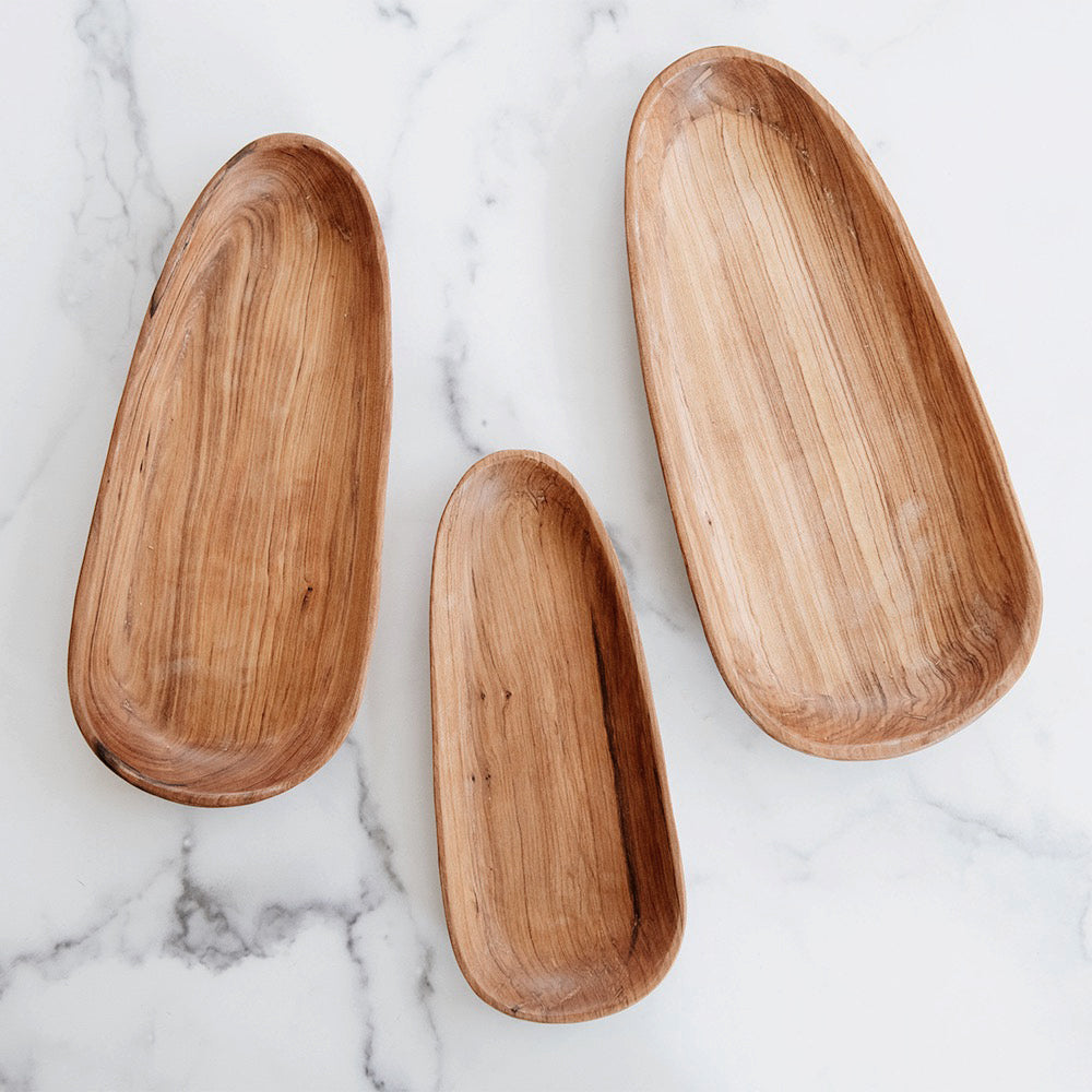 Premium Wild Olive Wood Oval Serving Platter Set - Handcrafted Rustic Charcuterie Board for Cheese, Fruits, Appetizers - Perfect for Parties, Weddings, Entertaining