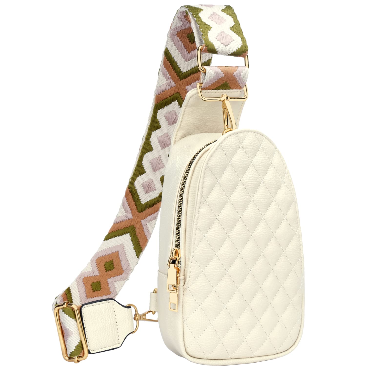 KKXIU Women's Leather Crossbody Sling Bag - Small Fashion Shoulder Purse with Phone Pocket, Travel Fanny Pack for Teens & Adults (White) - Perfect for Daily Use, Shopping, Travel & Outdoor Activities