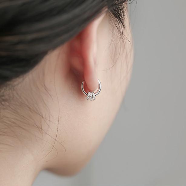 Multi-Way Geometric Small Ring Huggie Hoop Earrings for Women | HE3882 | Minimalist Stackable Earrings for Everyday Wear, Work & Date Night