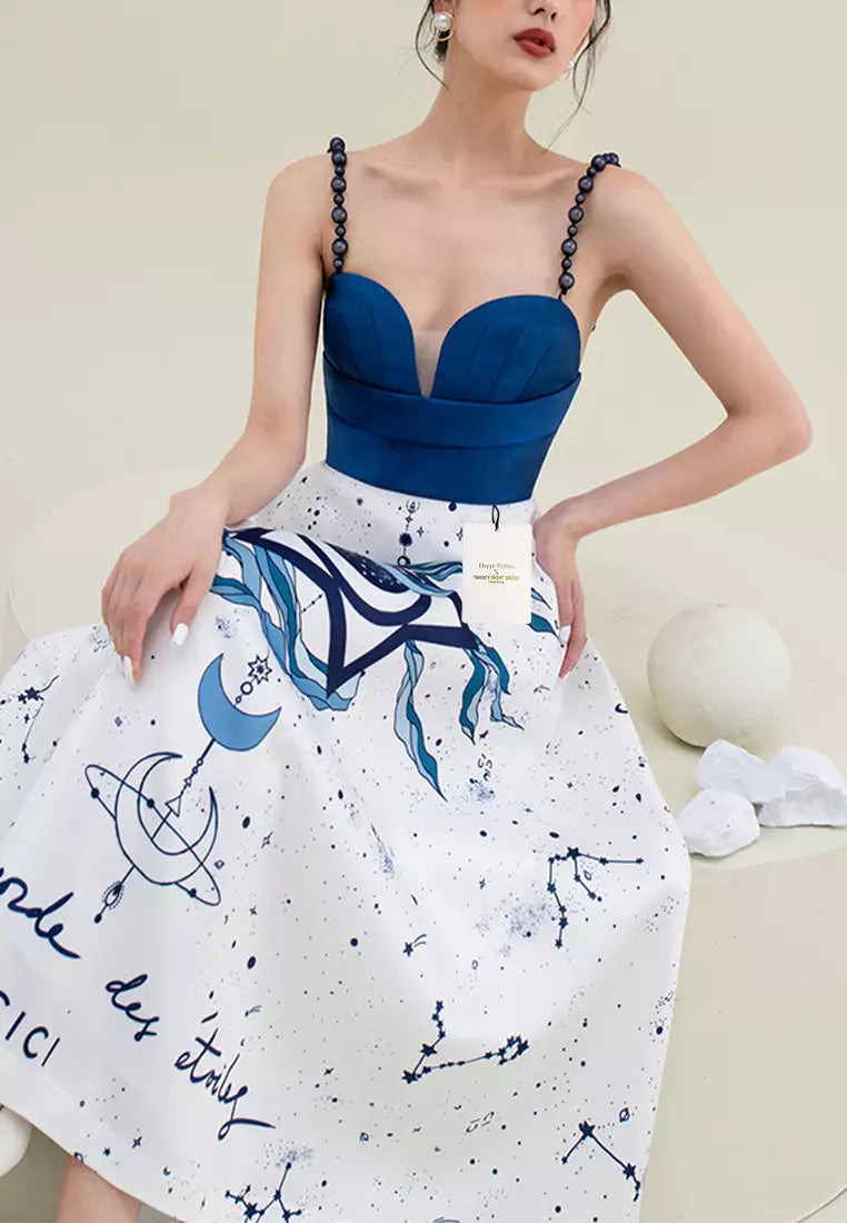 Stylish Constellation Print Midi Dress for Women - Perfect for Casual Outings, Date Nights & Special Occasions