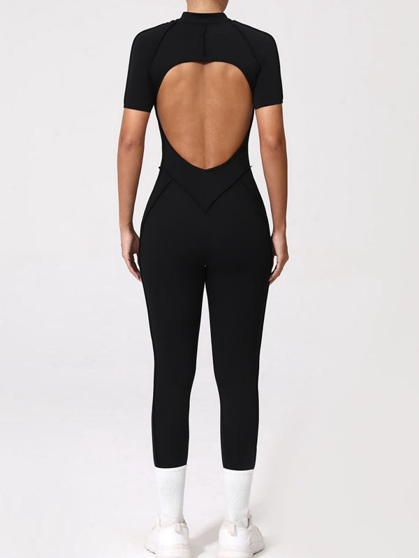 ZASUWA Women's Sexy Backless Zipper Scrunch Bum Jumpsuit - Stretchy Bodycon Romper for Clubwear, Night Out & Date Night