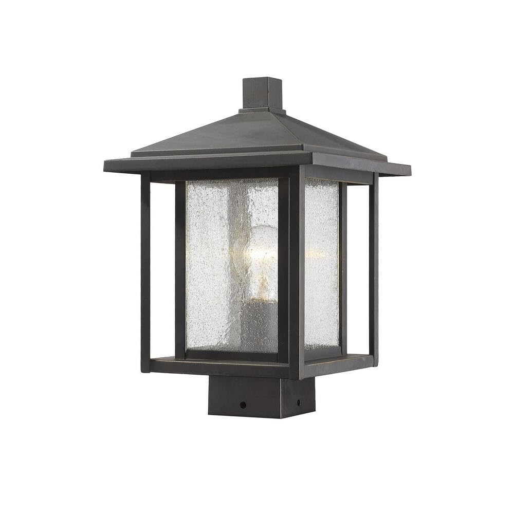 Z-Lite 554PHMS-ORB 1 Light Outdoor Post Mount Fixture in Oil Rubbed Bronze - Perfect for Porch, Patio, and Garden Lighting