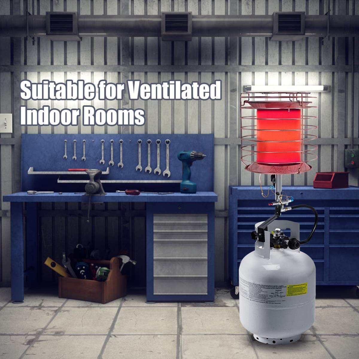 SAFSTAR 35,000-42,000 BTU Portable Propane Heater with Tip-Over Protection & Auto Shut-Off - Indoor Outdoor Space Heater for Garage, Workshop, Camping, Ice Fishing & Emergency Survival (Propane Tank Not Included)