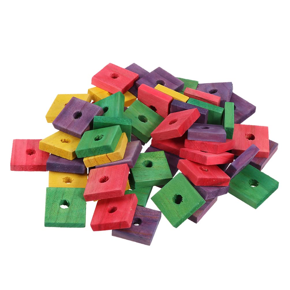 Balacoo 50pcs Natural Wooden Bird Chew Toys - Parrot Chewing Blocks, Puzzle Toys & Cage Accessories for Teething, Beak Trimming & Mental Stimulation - Perfect for Parrots, Cockatiels & Long-Tailed Birds