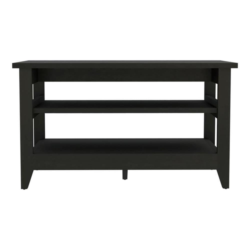 TUHOME Misuri Storage Bench - Black Engineered Wood Entryway Bench with Seat & Storage for Living Room, Bedroom, or Hallway
