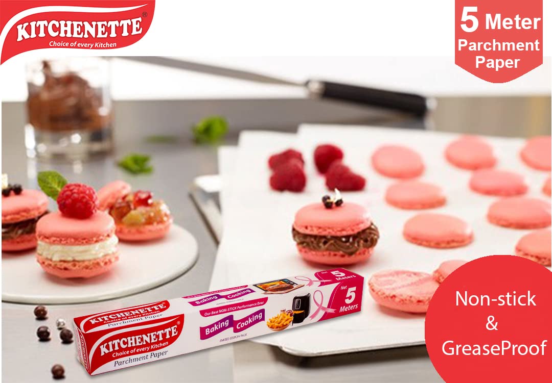 Premium Food Grade Non-Stick Parchment Paper for Baking & Cooking - 5 Meter Coreless Roll | Microwave Safe, Eco-Friendly Butter Paper | Perfect for Cakes, Pizzas, Sandwiches & Burgers | Ideal for Home Kitchens, Bakeries & Meal Prep