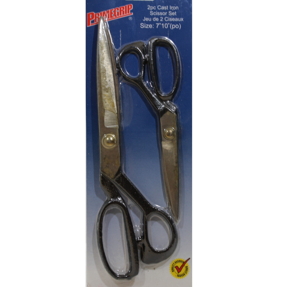 PRIMEGRIP 2-Piece Cast Iron Scissor Set - Heavy Duty Kitchen Shears for Cutting Meat, Poultry, Herbs - Perfect for Cooking, Food Prep & Crafting