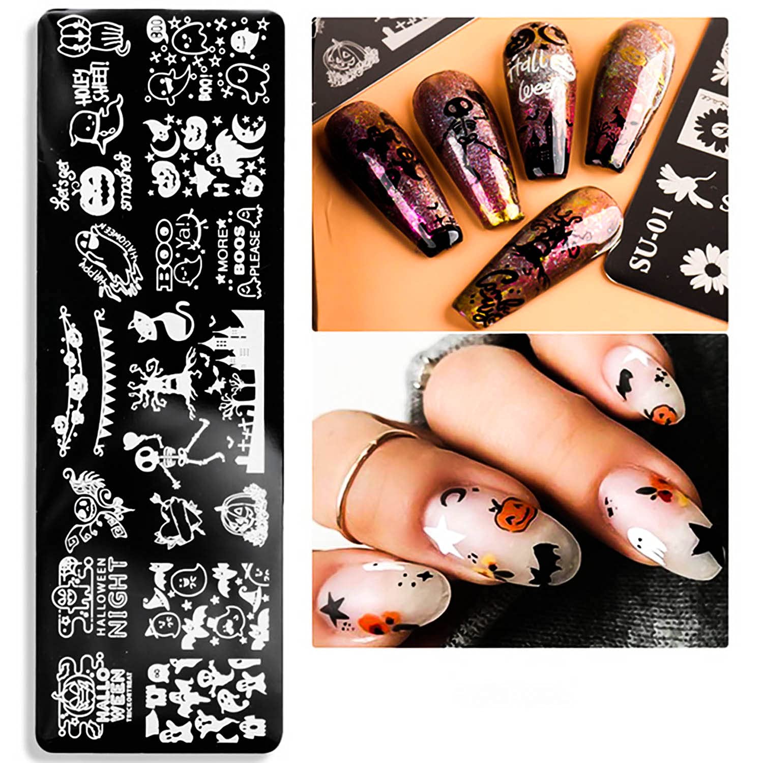 DANNEASY 6-Piece Nail Stamp Kit - Holiday Style Nail Stamping Plates, Stencils, Stamper & Scraper with Storage Bag for DIY Manicure | Perfect for Christmas, Halloween & Party Nail Art Designs