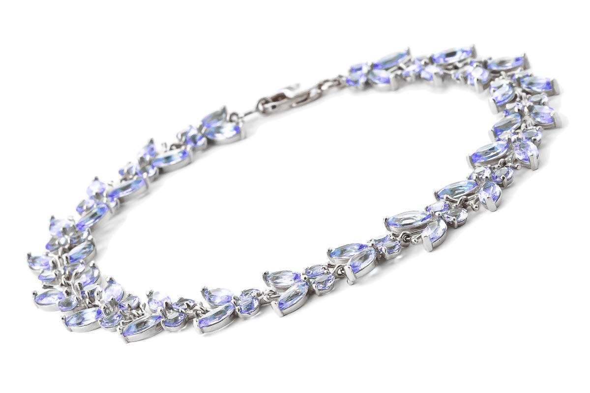 14K Solid White Gold Butterfly Bracelet with 7.8 CTW Tanzanite & Galaxy Gold GG - Elegant Jewelry for Women, Perfect for Weddings, Anniversaries & Special Occasions