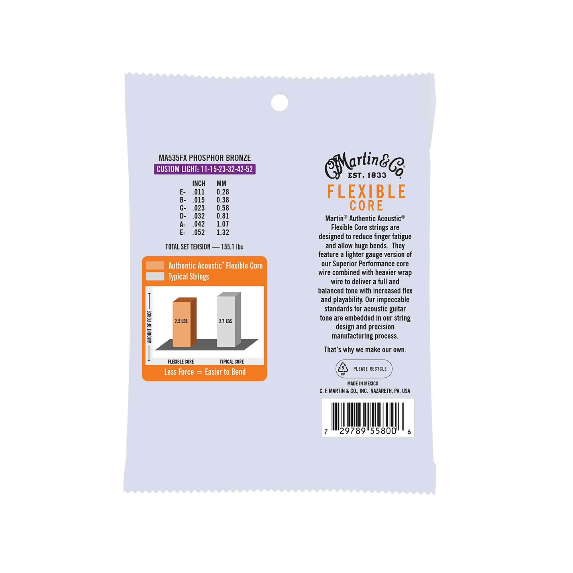 Martin M535 Phosphor Bronze Acoustic Guitar Strings - Premium Custom Light Gauge for Warm Tone & Longevity | Perfect for Folk, Country & Fingerstyle Playing