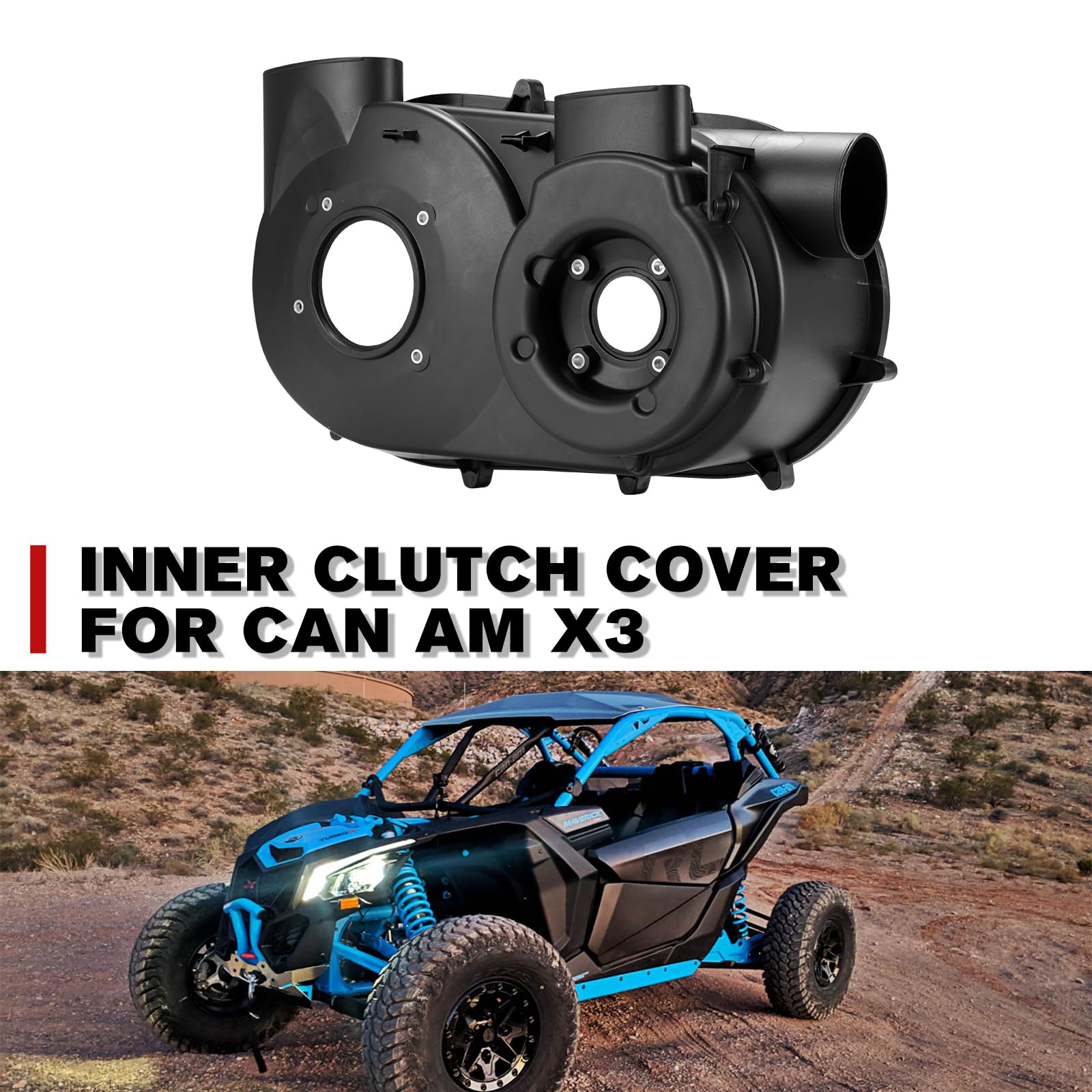 A & UTV PRO X3 Outer & Inner Clutch Housing Covers for 2017-2022 Can Am Maverick X3 Max - Air Guide Clutch Belt Plate Transmission Cover Accessories - OEM Replacement #420212505, 720212508, 420212605 (2PCS) - Perfect for Off-Roading & UTV Protection