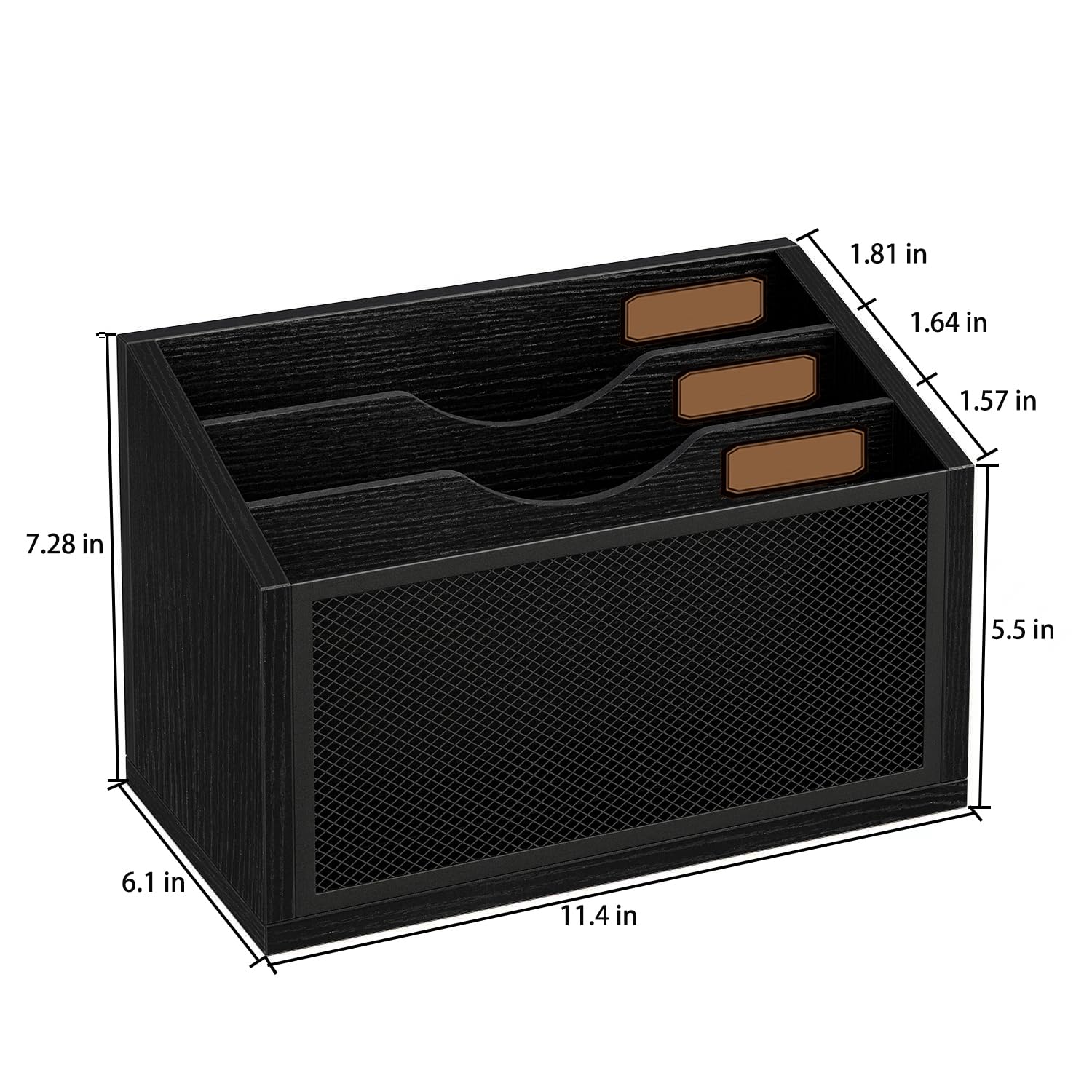 Wall Mounted Mail Organizer with 3 Slots - Countertop Desk Mail Holder for Home & Office - File Letter Paper Folder Sorter - Perfect for Bills, Documents, and Office Organization Accessories