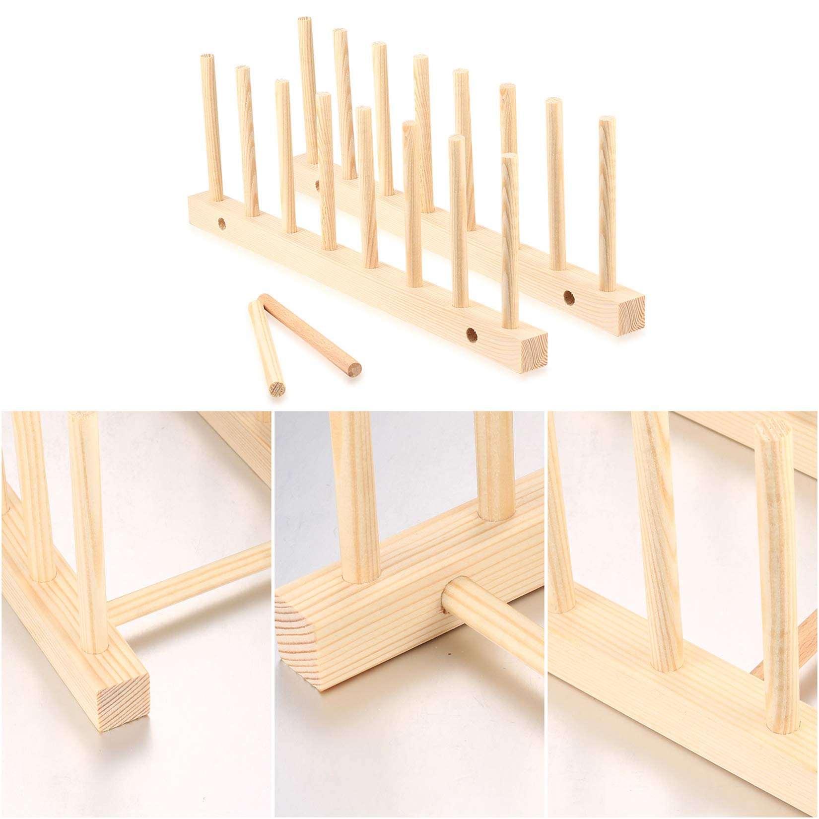 OIJOIYOI Wooden Dish Rack & Pot Lid Holder - Space Saving Kitchen Organizer for Plates, Pans, Bowls & Cutting Boards | Durable Dish Drying Rack & Cabinet Storage Solution for Small Kitchens | Perfect for Countertop, Pantry & Cupboard Organization