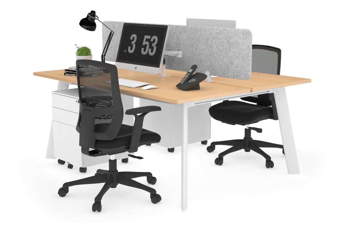 2-Person Workstation with White Frame - 1200L x 700W Dimensions - Perfect for Office, Home Office, and Collaborative Workspaces