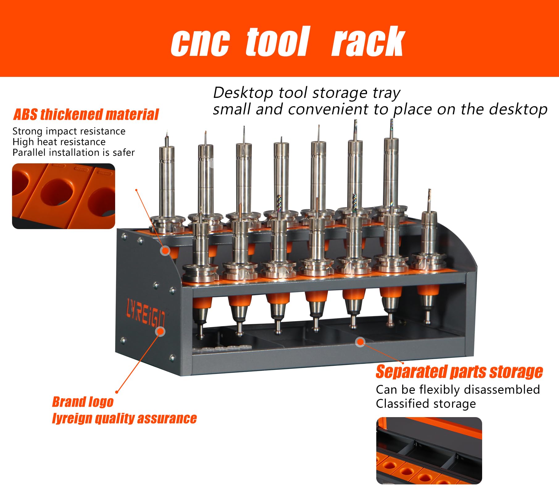 CAT40 CNC Tool Cart - Compact Desktop Storage for CNC Tools (14 Capacity) - Workshop & Garage Use