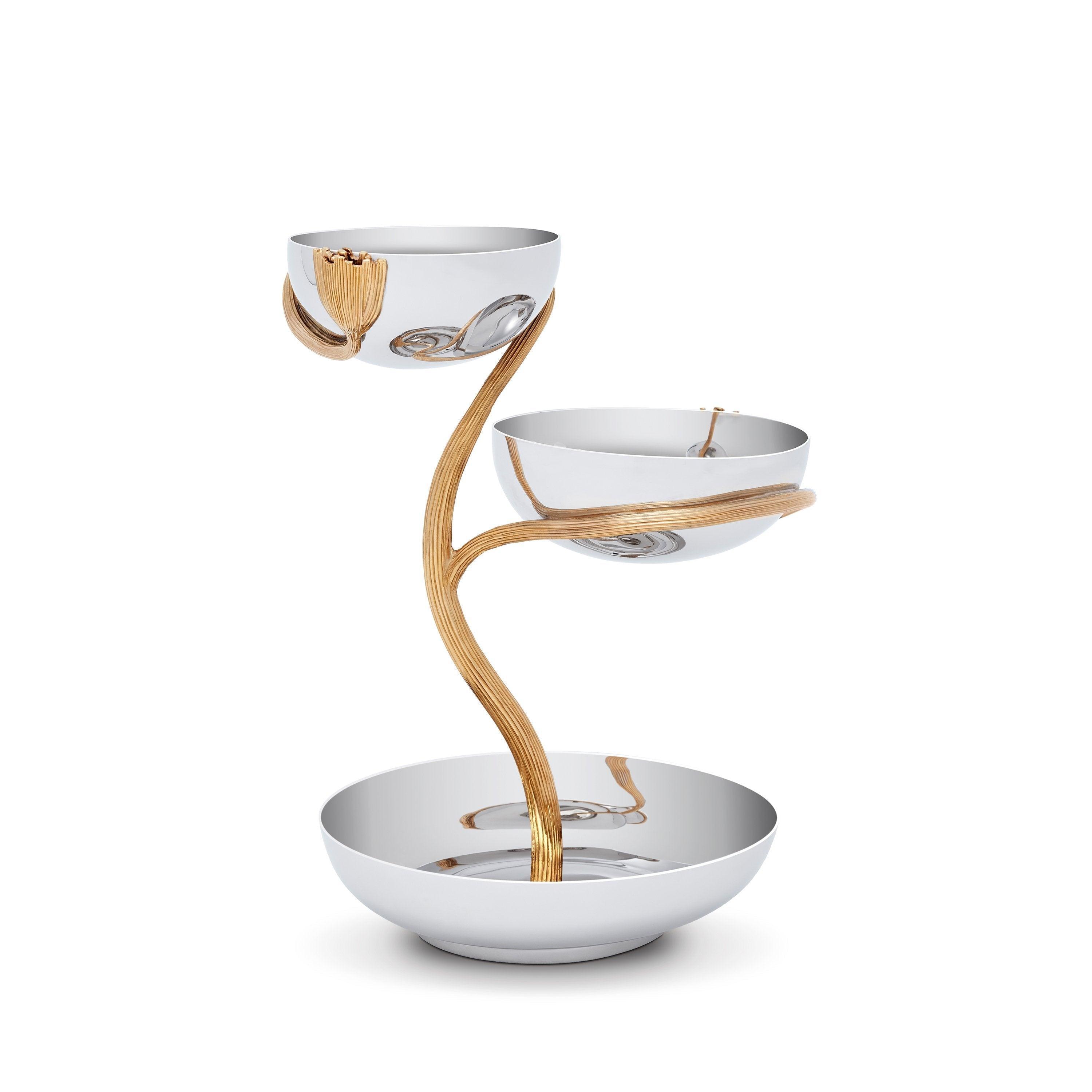 3-Tier Decorative Leaf Serving Tray - Medium Size for Desserts, Appetizers & Party Snacks - Elegant Display for Tea Parties, Weddings & Home Decor