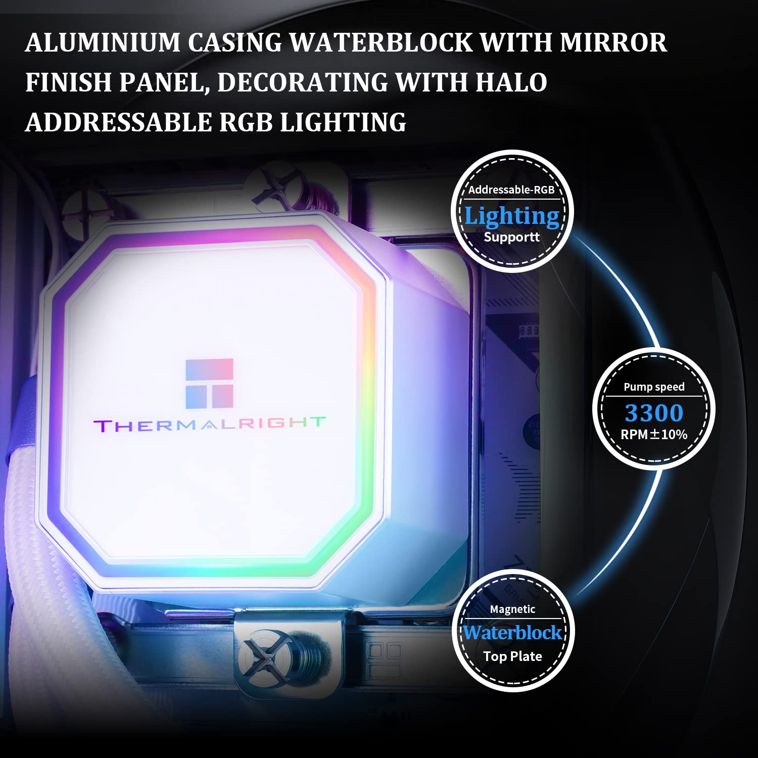 Thermalright Frozen Prism360 White ARGB CPU Liquid Cooler - High Performance PWM Pump (3300RPM) with 3x TL-E12 PWM Fans - Compatible with AMD AM4/AM5 & Intel 1150/1156/1200/1366/1700/20XX - Perfect for Gaming PCs, Workstations, and Overclocking Rigs