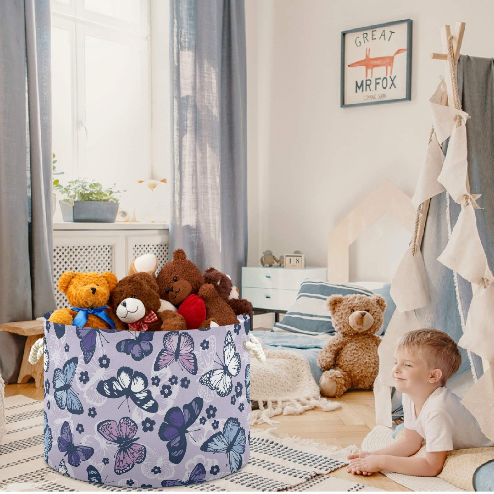 Visesunny Collapsible Large Capacity Storage Basket - Foldable Laundry Hamper for Clothes, Toys & Organizing | Durable Cotton Handles | Perfect for Bathroom, Bedroom, Nursery & Closet Organization | Space-Saving Home Storage Solution