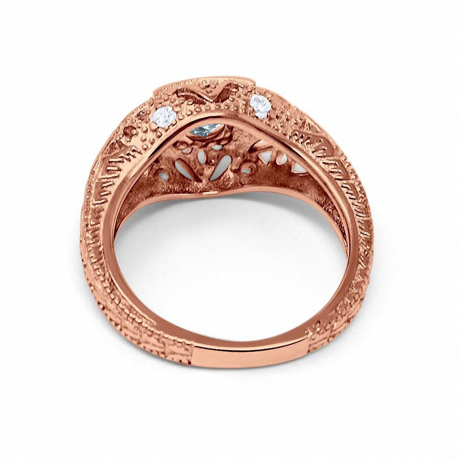 14K Gold 0.15ct Round Antique Style 5mm G SI Diamond Engagement Ring for Women - Vintage Wedding Band, Anniversary Gift, Promise Jewelry for Brides & Couples