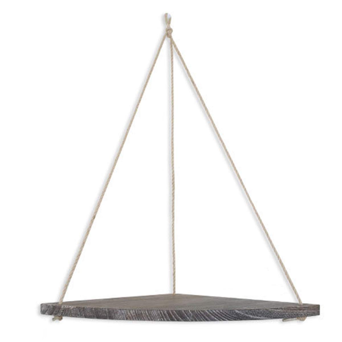 Puseky Hanging Corner Shelf - Natural Jute Rope & Wood Floating Wall Organizer - Space Saving Storage for Kitchen, Bathroom, Bedroom - Perfect for Displaying Plants, Books & Decor Items