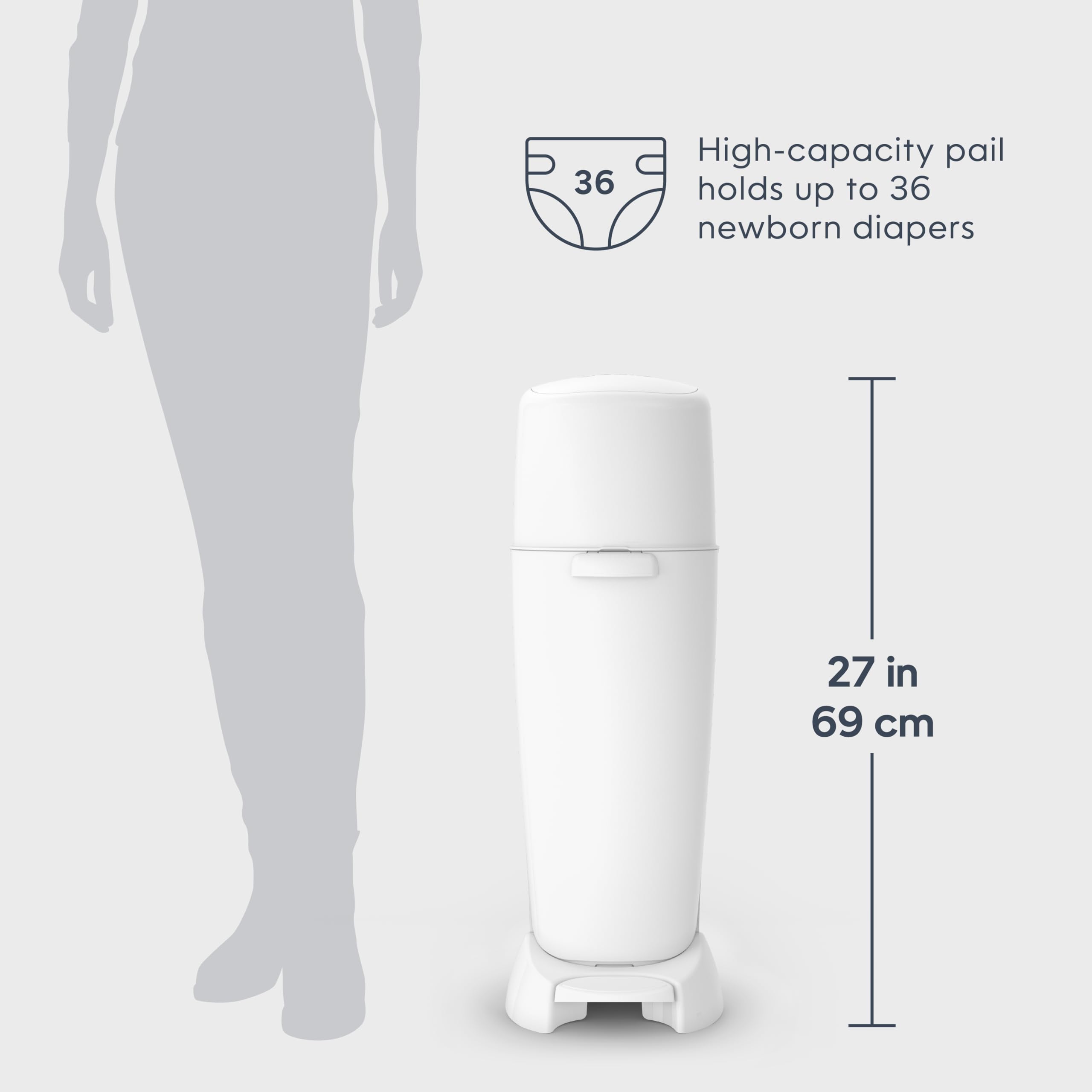 Diaper Genie Complete Diaper Pail with 8 Refill Bags & Carbon Filter - Baby Registry Gift Set | Essential Nursery Starter Kit for New Parents | Odor Control & Convenient Diaper Disposal System