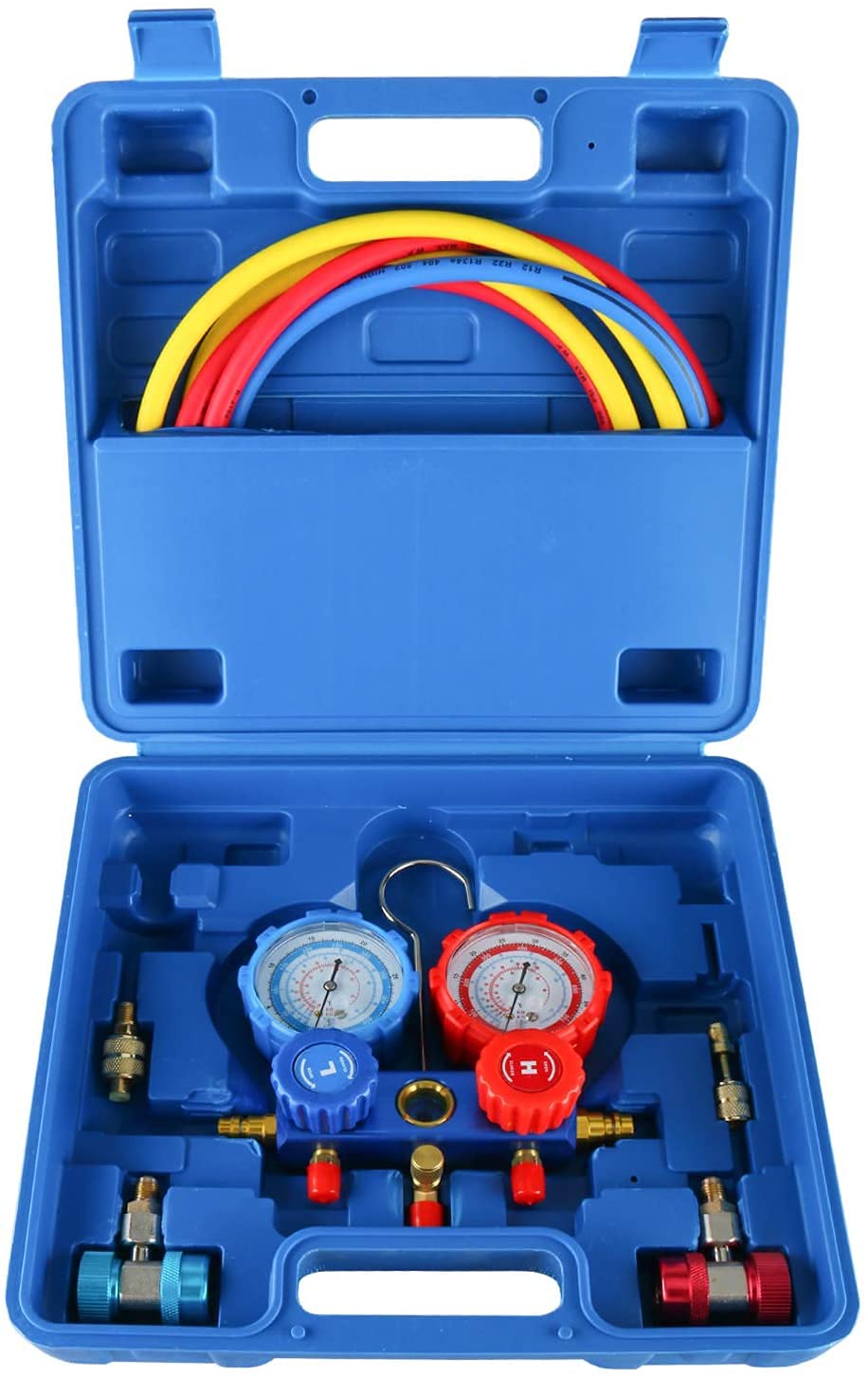 110V 4CFM 1/3HP Single Stage Rotary Vane Air Vacuum Pump - HVAC A/C Refrigeration Kit with AC Manifold Gauge Set, Leak Detector & Carrying Tote - Perfect for Automotive AC Repair, Home HVAC Maintenance and Refrigerant System Servicing