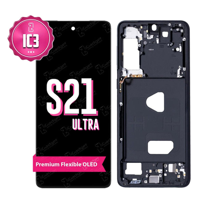 Samsung Galaxy S21 Ultra IC3 OLED Screen Replacement with Middle Frame - High-Quality Display Repair Kit for DIY Fixes at Home or Office