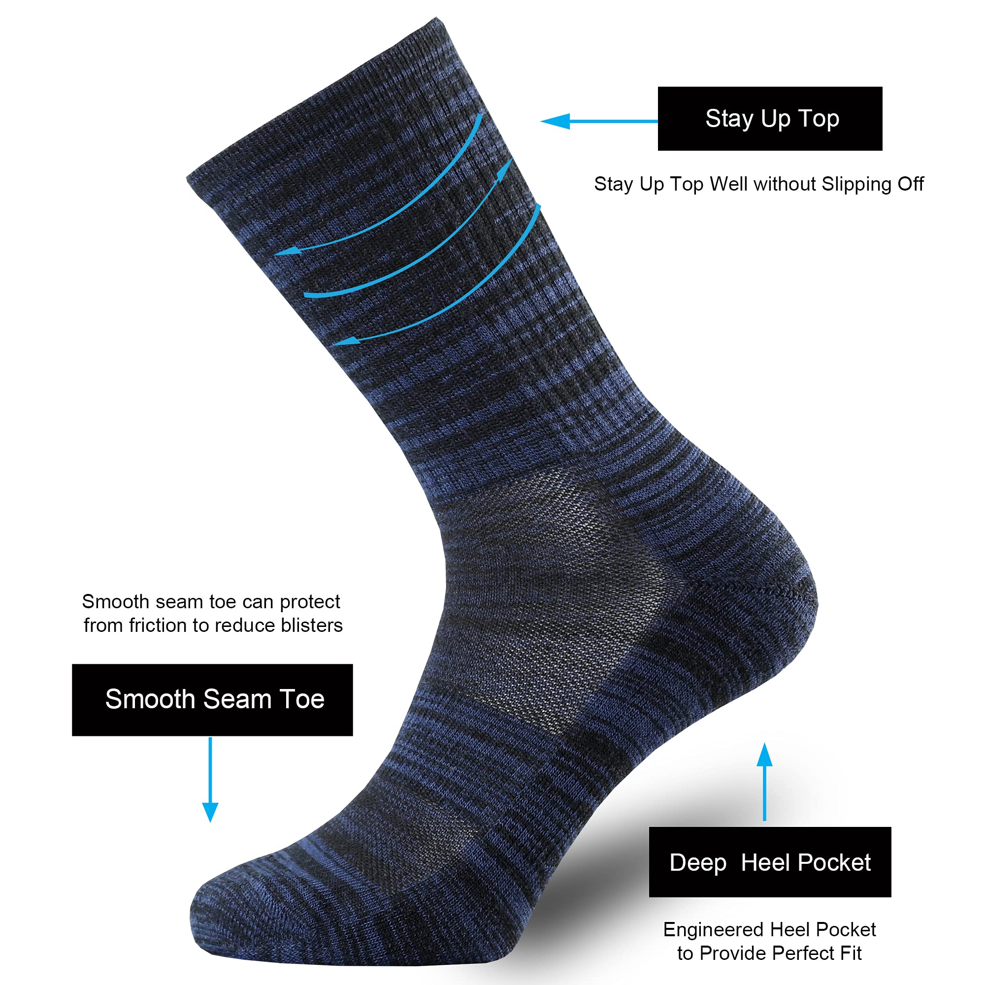 ONKE Merino Wool Crew Socks for Men - Moisture Wicking, Breathable & Soft Hiking Socks for Outdoor Activities, Camping & Daily Wear - Comfortable Performance Socks for All-Day Wear