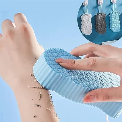 Hebezon 3D Exfoliating Body Scrubber - Super Soft Bath Sponge for Dead Skin Removal, Reusable Shower Sponge for Adults, Kids & Pregnancy Care | Pack of 2 | Perfect for Spa, Home & Travel Use