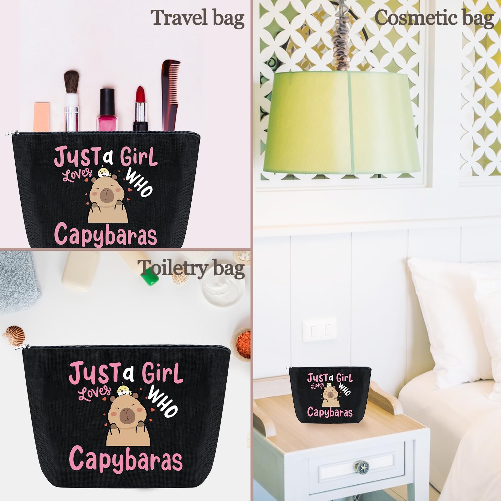 Cute Capybara Makeup Bag for Women - Small Travel Cosmetic Pouch for Purse, Christmas & Birthday Gifts for Girls & Friends - Perfect for Travel, Gym & Daily Organizer