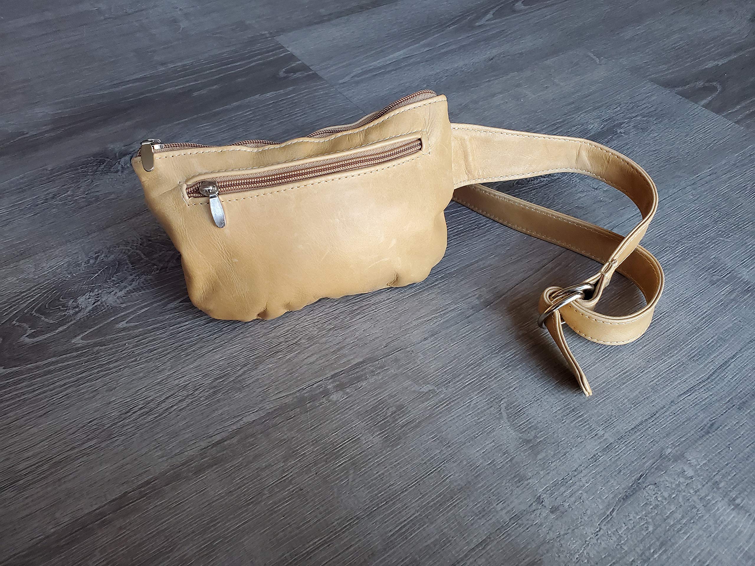 Fgalaze Vintage Distressed Leather Belt Bag - Unisex Waist Pack Fanny Pack for Men & Women - Perfect for Travel, Hiking, Concerts & Everyday Use