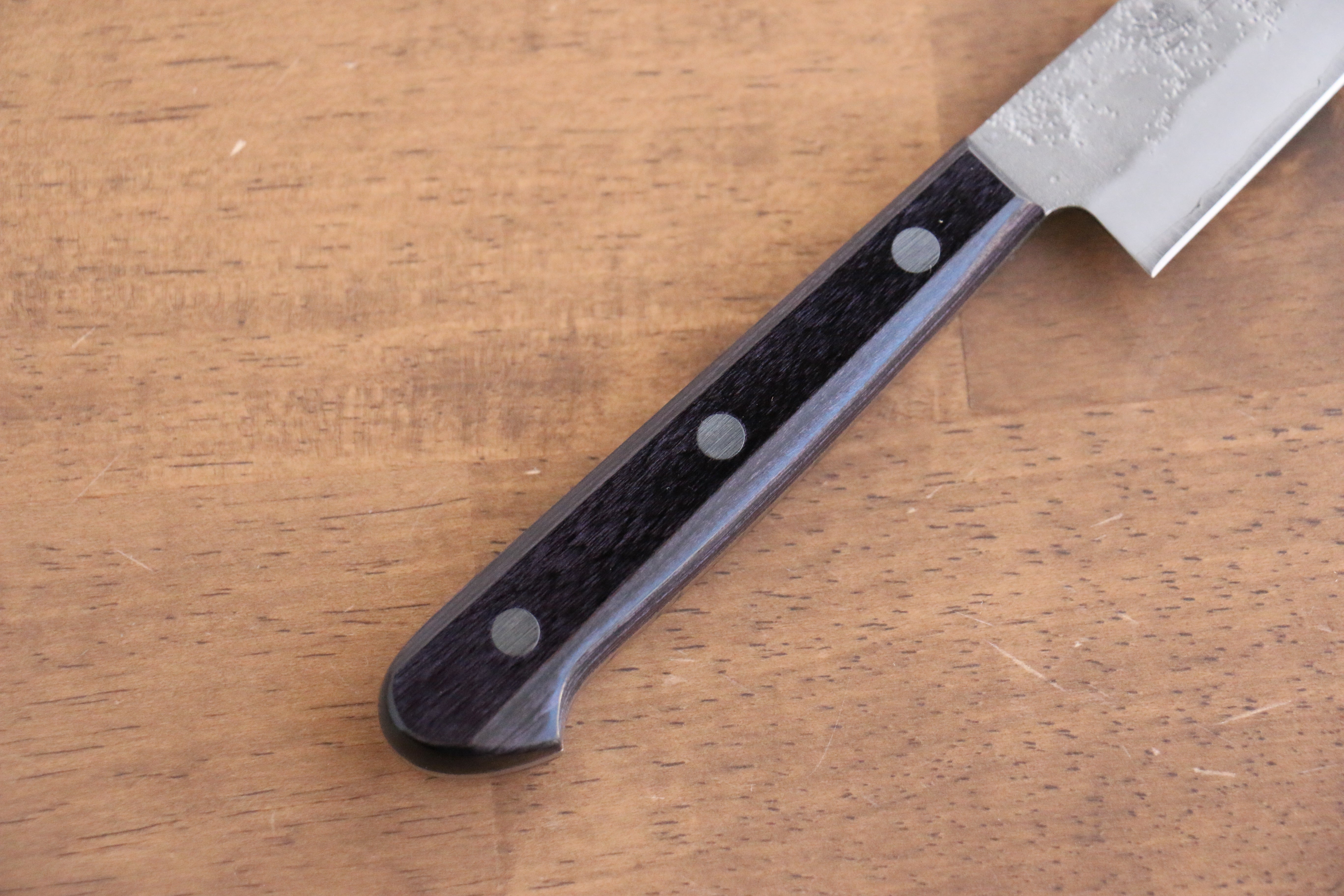 Seisuke Budou Silver Steel No.3 Nashiji Petty Utility Knife 135mm with Purple Pakka Wood Handle - Perfect for Slicing, Peeling & Precision Kitchen Tasks