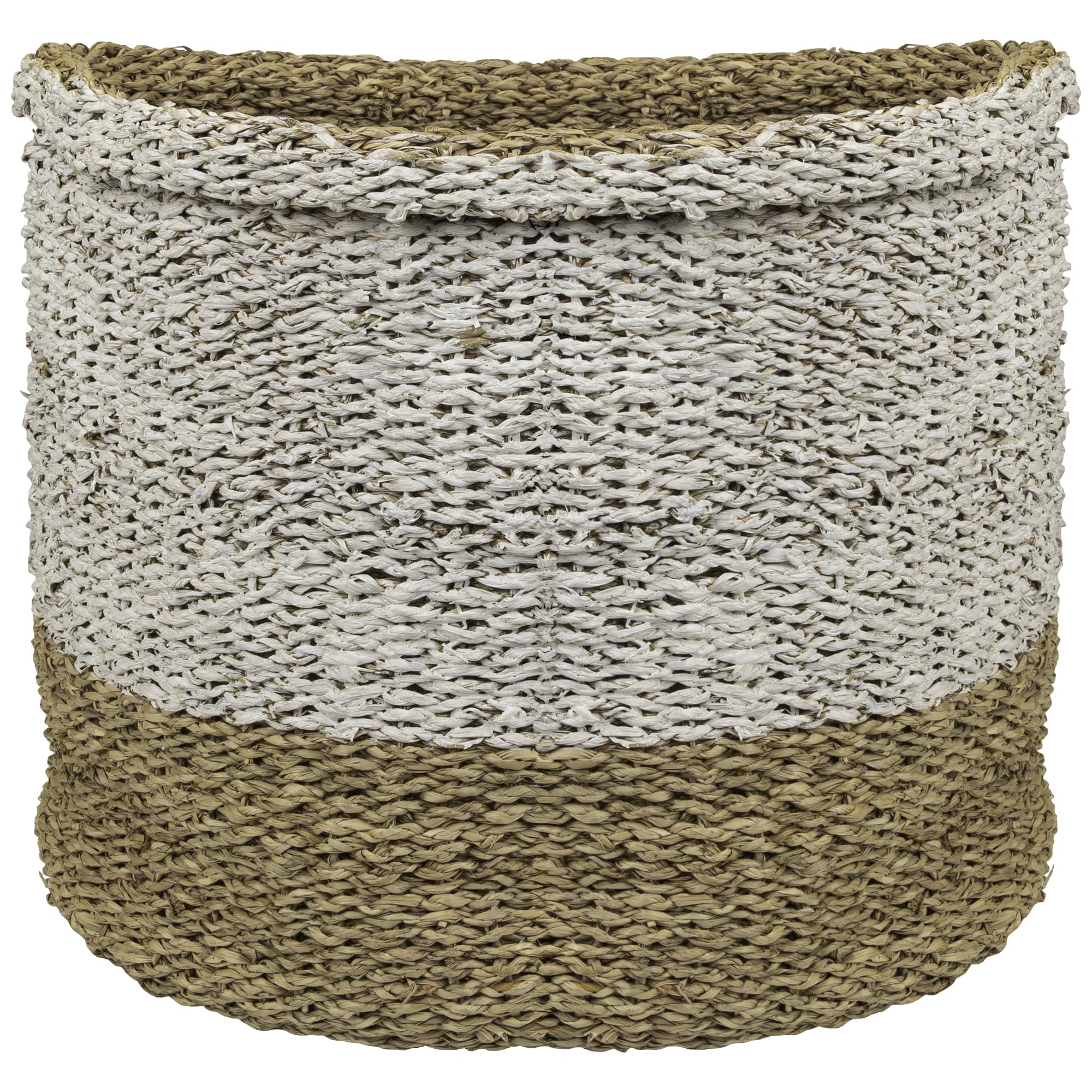 Round Wicker Baskets Set of 3 - Beige & White for Home Decor & Storage